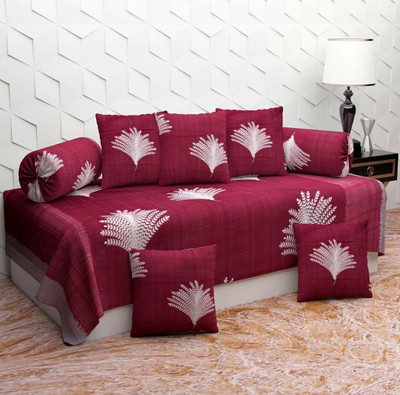 TURIYA Polycotton Abstract Diwan Set(Maroon)