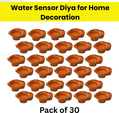 Frony LED Water Diya, Water Sensor Diya for Diwali Festival Home & Office DécorWF71 Plastic (Pack of 30) Table Diya Set(Height: 2 inch)