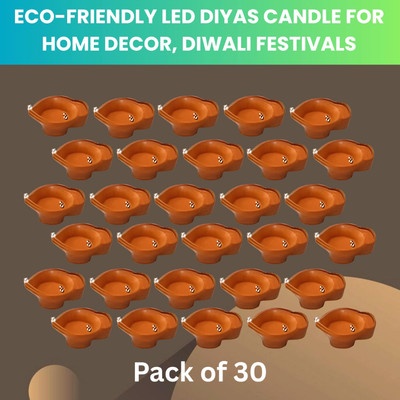 Clairbell LED Water Diya, Water Sensor Diya for Diwali Festival Home & Office DécorEF15 Plastic (Pack of 30) Table Diya Set(Height: 2 inch)