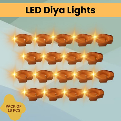 SACRO LED Water Diya & Water Sensor Diya for Diwali Festival Home & Office Décor_6A484 Plastic (Pack of 18) Table Diya Set(Height: 2 inch)