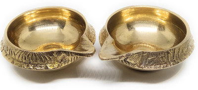 Astrosale Brass Kuber Diya To Increase Wealth & Prosperity Brass (Pack of 2) Table Diya Set(Height: 2 inch)