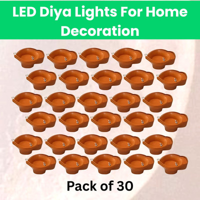 Clairbell LED Water Diya, Water Sensor Diya for Diwali Festival Home & Office DécorWF296 Plastic (Pack of 30) Table Diya Set(Height: 2 inch)