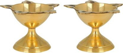 Heaven Decor Brass Panchmukhi Diya Brass (Pack of 2) Table Diya Set(Height: 2.4 inch)