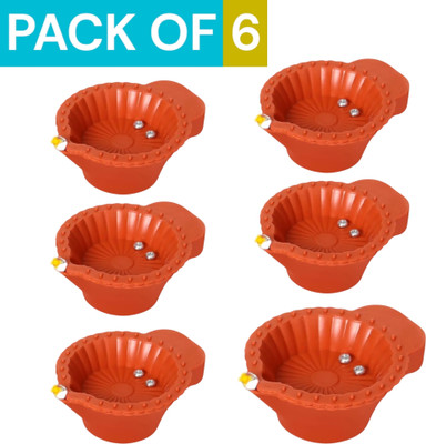 LeafBlu Water Sensor Reusable Led Diyas for Home Decor,Festivals Decoration Diwali Light Plastic (Pack of 6) Table Diya(Height: 1.5 inch)