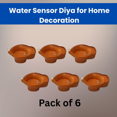 Kidswsie Water Sensor Reusable Led Diyas for Home Decor,Festivals Decoration Diwali Light Plastic (Pack of 6) Table Diya Set(Height: 2 inch)