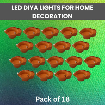 LeafBlu Water Sensor Reusable Led Diyas for Home Decor,Festivals Decoration Diwali Light Plastic (Pack of 18) Table Diya(Height: 2 inch)