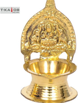 T-KA108 PURE BRASS MADE KAMAKSHI DIYA - MINI SIZE - 9CM HIGH Brass Table Diya(Height: 3.54 inch)