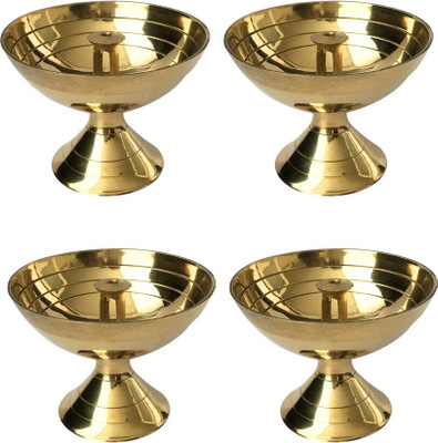 SBBCO Brass (Pack of 4) Table Diya Set(Height: 2 inch)