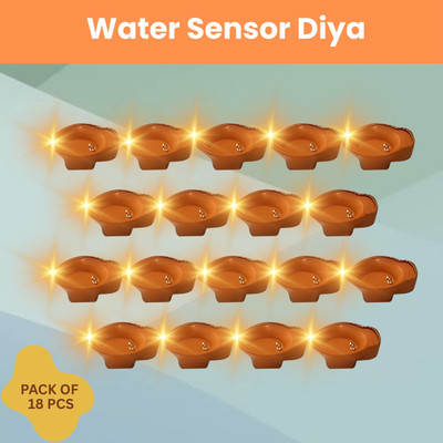 SACRO LED Water Diya & Water Sensor Diya for Diwali Festival Home & Office Décor_6S47 Plastic (Pack of 18) Table Diya Set(Height: 2 inch)