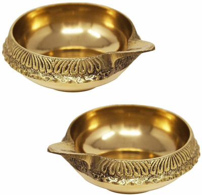 El ROYALE DECOR Kuber Deepak for Pooja Brass (Pack of 2) Table Diya Set(Height: 1 inch)