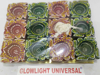GLOWLIGHT UNIVERSAL Earthenware (Pack of 12) Table Diya Set(Height: 5 inch)