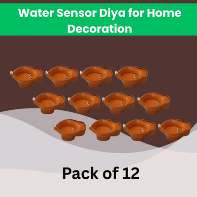 LeafBlu Water Sensor Reusable Led Diyas for Home Decor,Festivals Decoration Diwali Light Plastic (Pack of 12) Table Diya(Height: 2 inch)