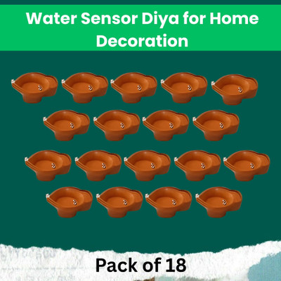 LeafBlu Water Sensor Reusable Led Diyas for Home Decor,Festivals Decoration Diwali Light Plastic (Pack of 18) Table Diya(Height: 2 inch)