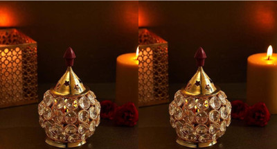 SBBCO Brass Akhand Diya, Diamond Crystal Deepak/Dia, Akhand Jyot, Diya for Decoration Brass Table Diya(Height: 5 inch)