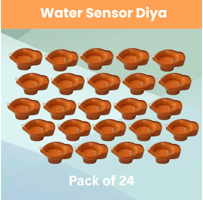 SACRO LED Water Diya, Water Sensor Diya for Diwali Festival Home & Office DécorPS122 Plastic (Pack of 24) Table Diya Set(Height: 2 inch)