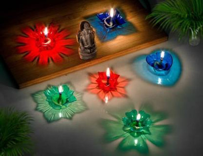 Crysta World Water Sensor Eco-Friendly Led Diyas with Water Sensing Technology E-Diya Plastic (Pack of 6) Table Diya Set(Height: 3 inch)