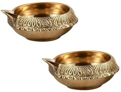 Crinikle Kuber Diya Oil Lamp For Puja Brass (Pack of 2) Table Diya Set(Height: 0.7 inch)