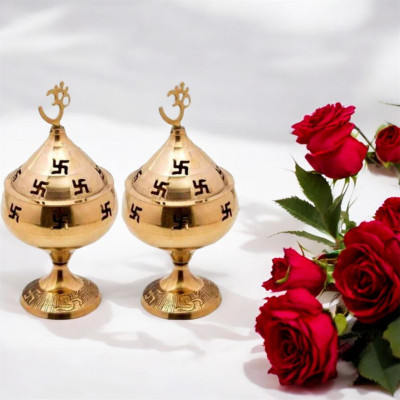 Fashion Bizz Akhand Jyoti Deepak For Spritual Purpose Brass (Pack of 2) Table Diya Set(Height: 4.5 inch)