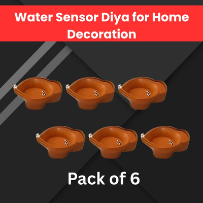 LeafBlu Water Sensor Reusable Led Diyas for Home Decor,Festivals Decoration Diwali Light Plastic (Pack of 6) Table Diya(Height: 2 inch)