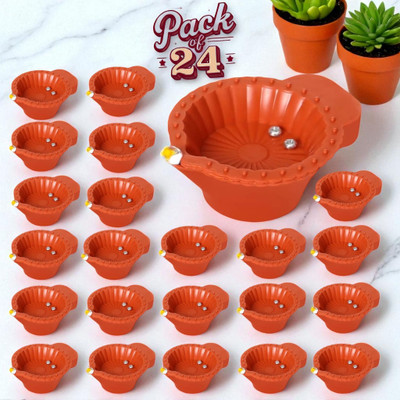 Kidswise Water Sensor Reusable Led Diyas for Home Decor,Festivals Decoration Diwali Light Plastic (Pack of 24) Table Diya(Height: 1.5 inch)