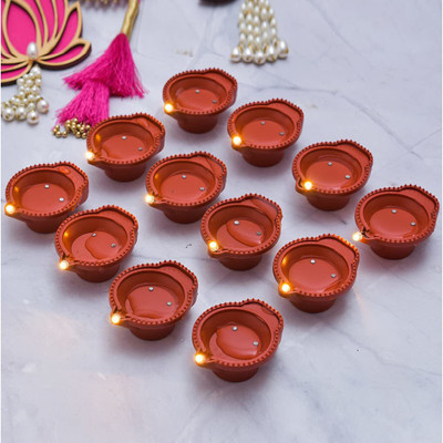NEUTON Plastic (Pack of 12) Table Diya Set(Height: 1.5 inch)