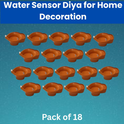 LeafBlu Water Sensor Reusable Led Diyas for Home Decor,Festivals Decoration Diwali Light Plastic (Pack of 18) Table Diya(Height: 2 inch)