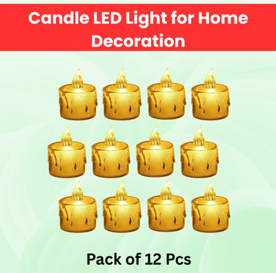 Guggu LED Candle Lights, LED Flameless Crystal Tea Candles Light For Diwali DécorE411 Plastic (Pack of 12) Table Diya Set(Height: 2 inch)