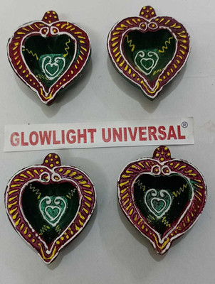 GLOWLIGHT UNIVERSAL Earthenware (Pack of 4) Table Diya Set(Height: 5 inch)