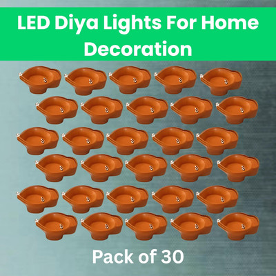 SACRO LED Water Diya, Water Sensor Diya for Diwali Festival Home & Office DécorQF385 Plastic (Pack of 30) Table Diya Set(Height: 2 inch)