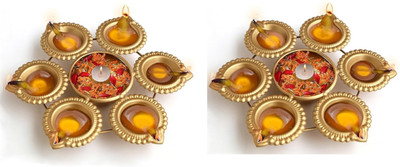 EVERYTHING EXPORTS Decor Urli Bowl for Home Decor for Floating Tealight Holders Iron (Pack of 2) Table Diya Set(Height: 3 inch)