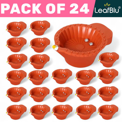 LeafBlu Unique Decorative Diwali Water Sensor Diya Plastic (Pack of 24) Table Diya(Height: 1.5 inch)