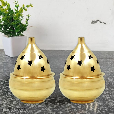 SBBCO Brass shape Diya for Puja Home Mandir Decor Brass(Pack of 2)Table Diya Set Brass (Pack of 2) Table Diya Set(Height: 2 inch)