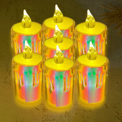 Tlismi Metallic Textured Bright Warm White Lighting Flameless & Smokeless LED Tea Light Candle(Multicolor, Pack of 6)