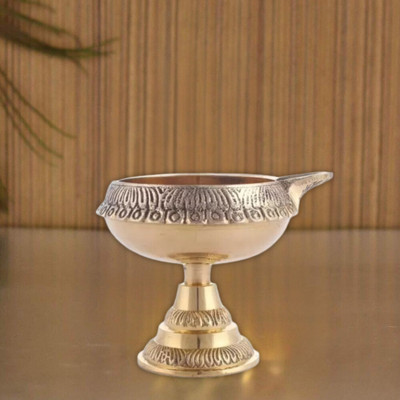 SBBCO Brass Table Diya/ Jot (Diya Oil lamp) ( Height: 2.5 Inch) Brass Table Diya Brass Table Diya(Height: 2 inch)