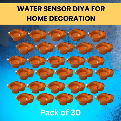 YAROH LED Water Diya, Water Sensor Diya for Diwali Festival Home & Office DécorWF233 Plastic (Pack of 30) Table Diya Set(Height: 2 inch)