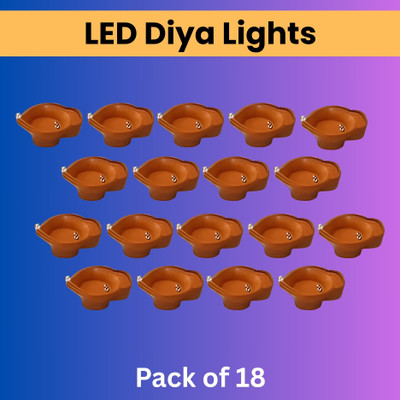 LeafBlu Water Sensor Reusable Led Diyas for Home Decor,Festivals Decoration Diwali Light Plastic (Pack of 18) Table Diya(Height: 2 inch)