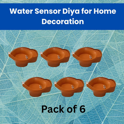 LeafBlu Water Sensor Reusable Led Diyas for Home Decor,Festivals Decoration Diwali Light Plastic (Pack of 6) Table Diya(Height: 2 inch)