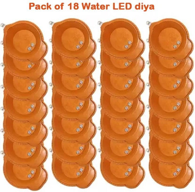 ZURU BUNCH Smokeless Water Sensor Led Diya for Diwali Occasion Plastic (Pack of 18) Table Diya Set(Height: 1.3 inch)