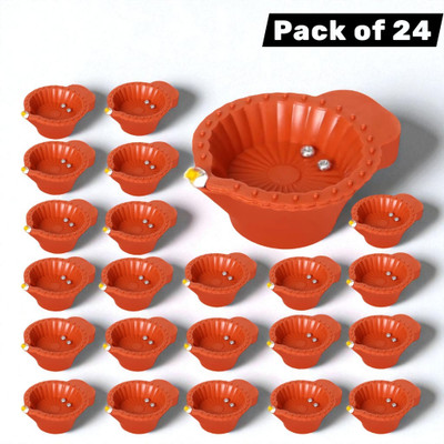 LeafBlu Water Sensor Reusable Led Diyas for Home Decor,Festivals Decoration Diwali Light Plastic (Pack of 24) Table Diya(Height: 1.5 inch)