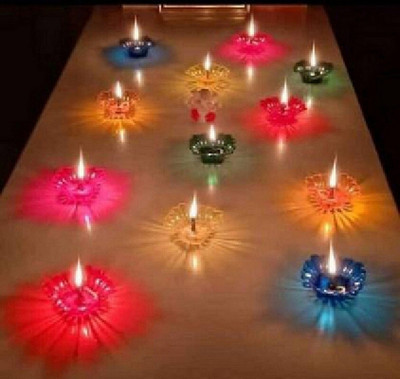 cut rate creation Plastic (Pack of 12) Table Diya Set(Height: 3 inch)