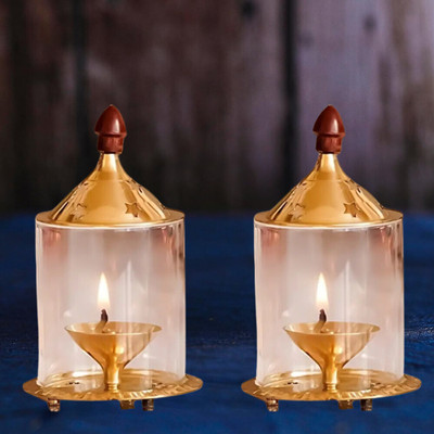 DARIDRA BHANJAN Brass (Pack of 2) Table Diya Set(Height: 5 inch)