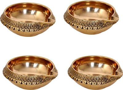 SBBCO Divine Edge Diwali Special Kuber Diya Set Brass (Pack of 4) Table Diya Set(Height: 1 inch)