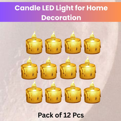 Frony LED Candle Lights, LED Flameless Crystal Tea Candles Light For Diwali DécorQ265 Plastic (Pack of 12) Table Diya Set(Height: 2 inch)