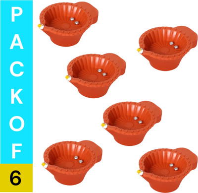LeafBlu Water Sensor Reusable Led Diyas for Home Decor,Festivals Decoration Diwali Light Plastic (Pack of 6) Table Diya(Height: 1.5 inch)