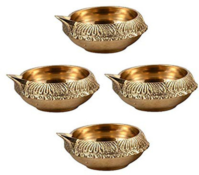 T-KA108 Brass Kuber Deep Pack of 4 Brass (Pack of 4) Table Diya Set(Height: 0.5 inch)