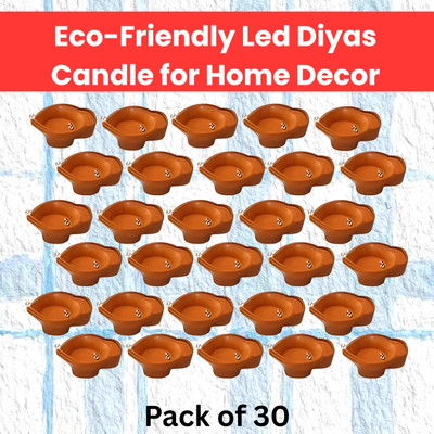 SACRO LED Water Diya, Water Sensor Diya for Diwali Festival Home & Office DécorEF468 Plastic (Pack of 30) Table Diya Set(Height: 2 inch)