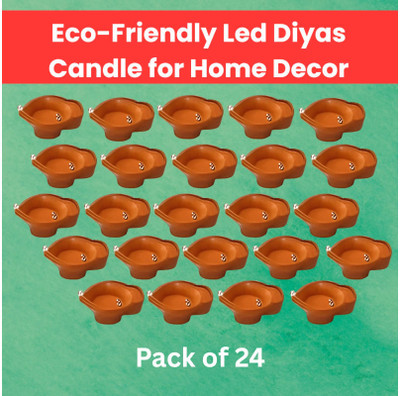 Guggu LED Water Diya, Water Sensor Diya for Diwali Festival Home & Office DécorPD42 Plastic (Pack of 24) Table Diya Set(Height: 2 inch)