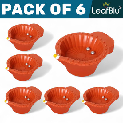 LeafBlu Water Sensor Reusable Led Diyas for Home Decor,Festivals Decoration Diwali Light Plastic (Pack of 6) Table Diya(Height: 1.5 inch)