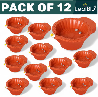 LeafBlu Water Sensor Reusable Led Diyas for Home Decor,Festivals Decoration Diwali Light Plastic (Pack of 12) Table Diya(Height: 1.5 inch)