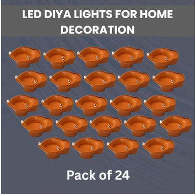 Guggu LED Water Diya, Water Sensor Diya for Diwali Festival Home & Office DécorPA256 Plastic (Pack of 24) Table Diya Set(Height: 2 inch)
